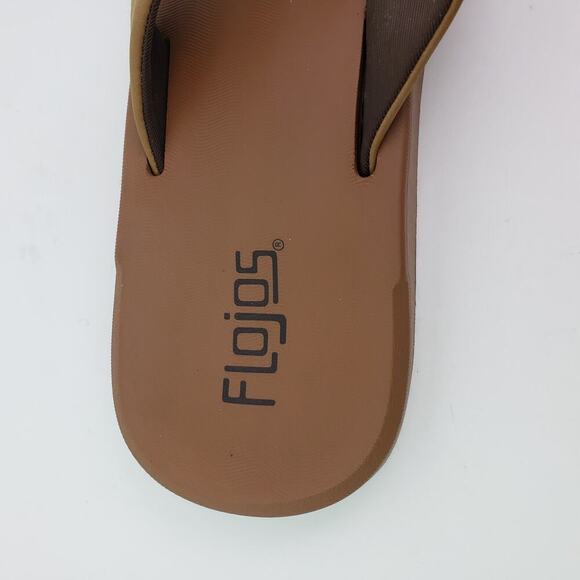 Flojos Mens Size 13 Tan Brown Slip On Casual Memory Foam Thong Flip Flop Sandals - Picture 11 of 12